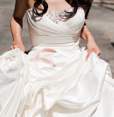 A stain on your wedding dress, now what?